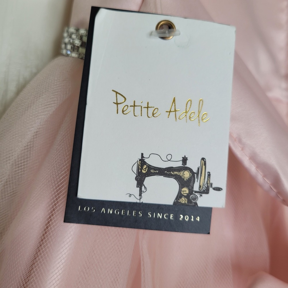 NWT Petite Adele Girls Pink Ball Gown Dress 7-8 Beaded Rhinestone Formal **FLAW - Picture 7 of 11
